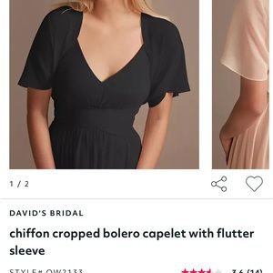 David’s Bridal crop, sheer bolero. NWOT